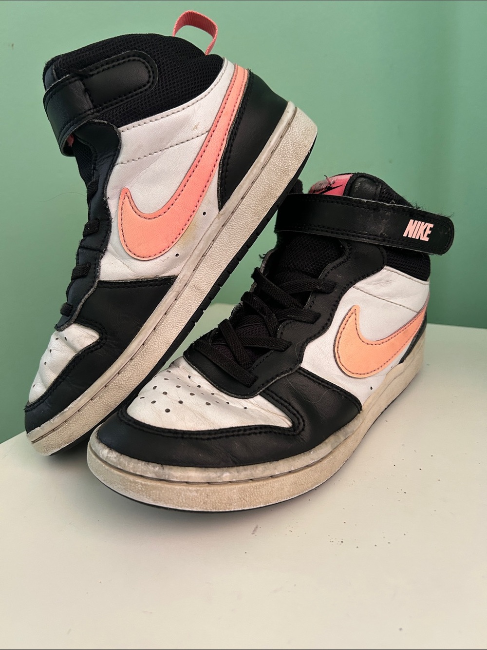 Nike Black, White & Coral High-Top Sneakers